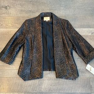 NWT Open Front Metallic Cheetah Print Blazer